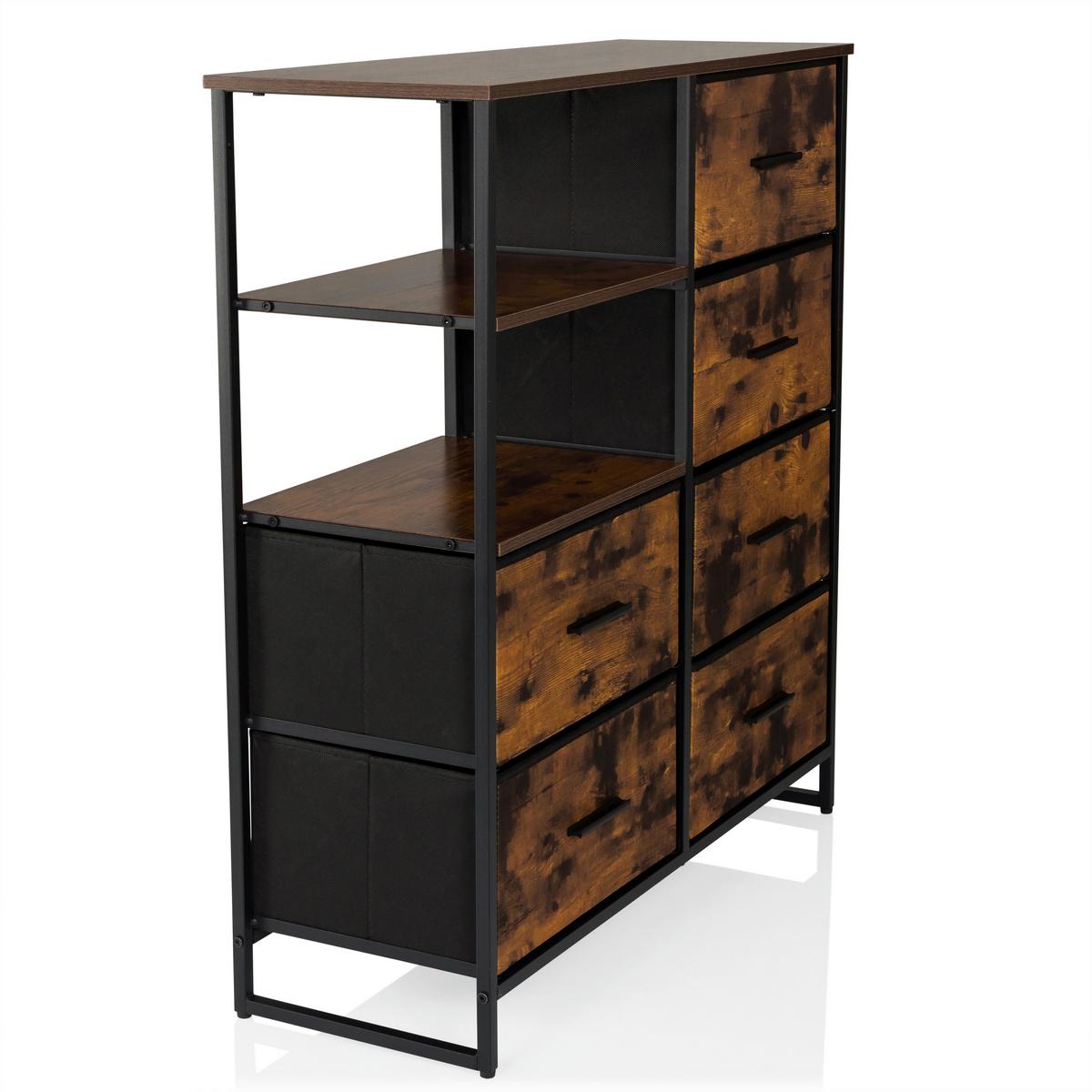 Kommode Ragala Eichefarben B: 84 Cm - Eichefarben/Schwarz, MODERN, Holzwerkstoff/Textil (84/92/30cm) - MID.YOU