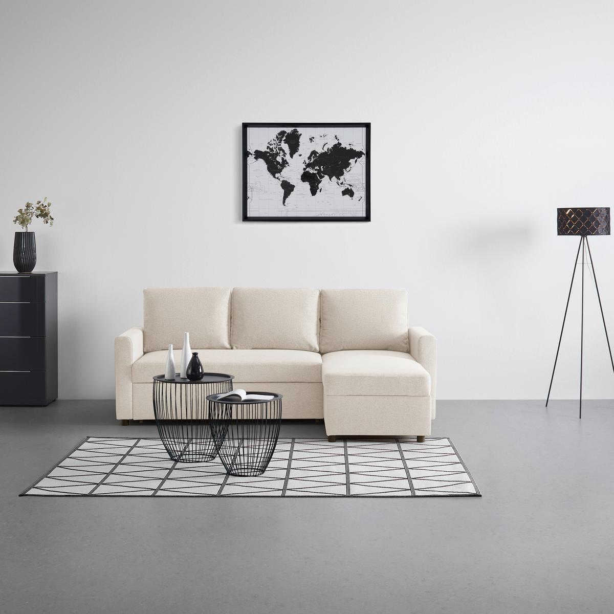 Rohová sedačka VICTORIA, oboustranná, béžová - černá/béžová, Moderní, kov/dřevo (215/82/145cm) - P & B