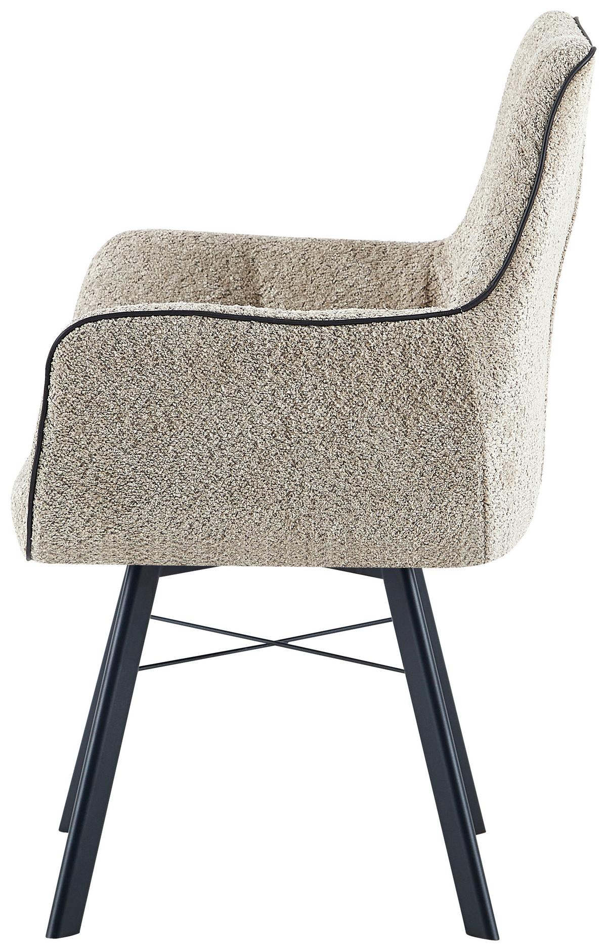 Armlehnstuhl Allie 125 Beige - Beige, Design, Textil/Metall (64/91/61cm) - Kayoom