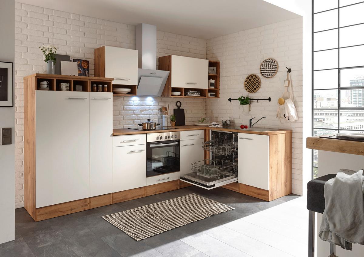 Eckküche Economy Mit Geräten 310 Cm Weiß/wildeiche - Wildeiche/Weiß, Basics, Holzwerkstoff (310/172cm) - Respekta