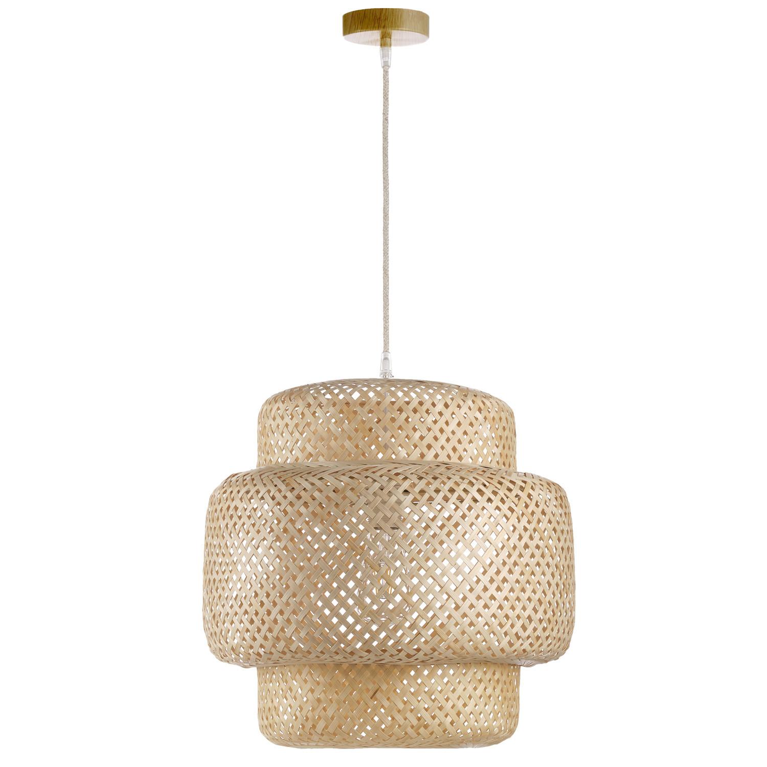 Hängeleuchte Bamboo Sandfarben L: 40 cm - Sandfarben, Basics, Holz (40/40/130cm)