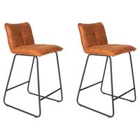 Barhocker-set Jeremy - Cognac/Schwarz, KONVENTIONELL, Textil/Metall (44/87/50cm) - MID.YOU