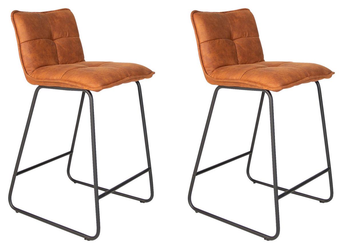 Barhocker-set Jeremy - Cognac/Schwarz, KONVENTIONELL, Textil/Metall (44/87/50cm) - MID.YOU