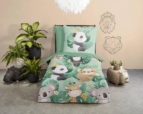 Kinderbettwäsche Momo Grün 135x200 cm - Grün, Natur, Textil (135/200cm)