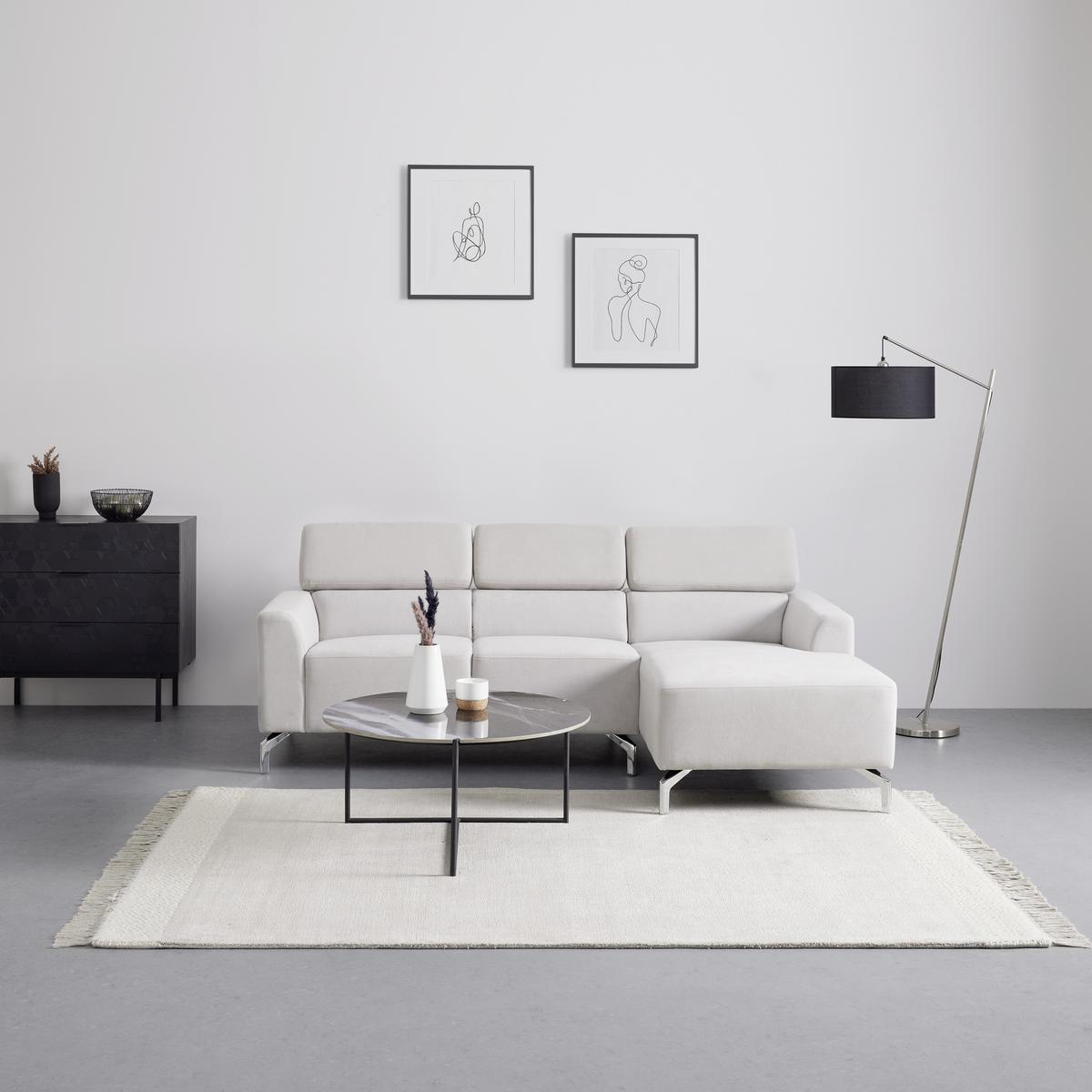 Rohová sedačka FILOU, béžová - světle šedá, Moderní, dřevo/textil (211/82/146cm) - Bessagi Home