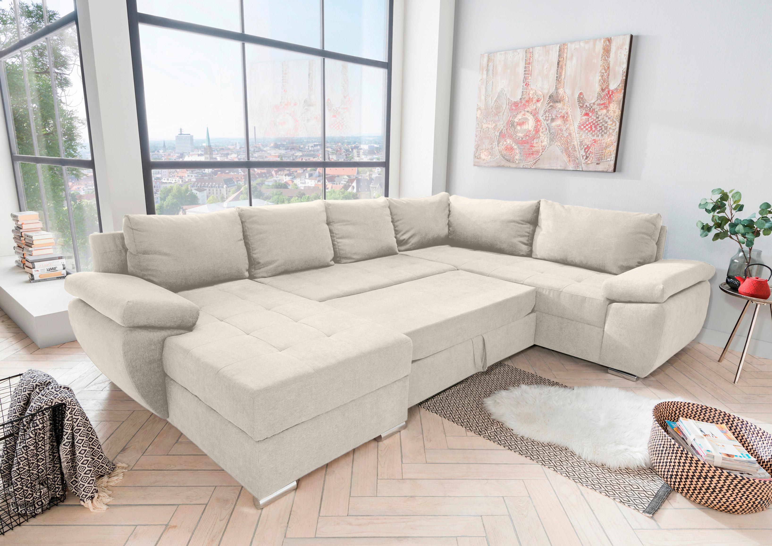 Wohnlandschaft Terana - Chromfarben/Creme, KONVENTIONELL (157/305/219cm) - Livetastic