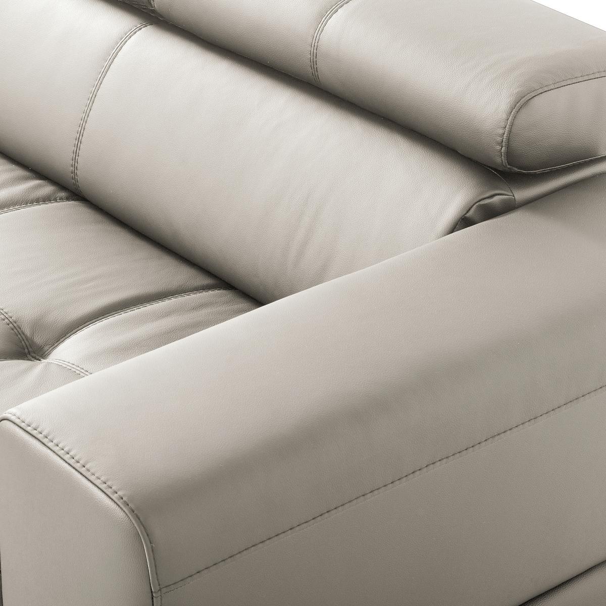 Ecksofa Torino Teilleder Platinfarben 173x247 - Platinfarben/Schwarz, Design, Leder/Textil (173/247cm) - Livetastic