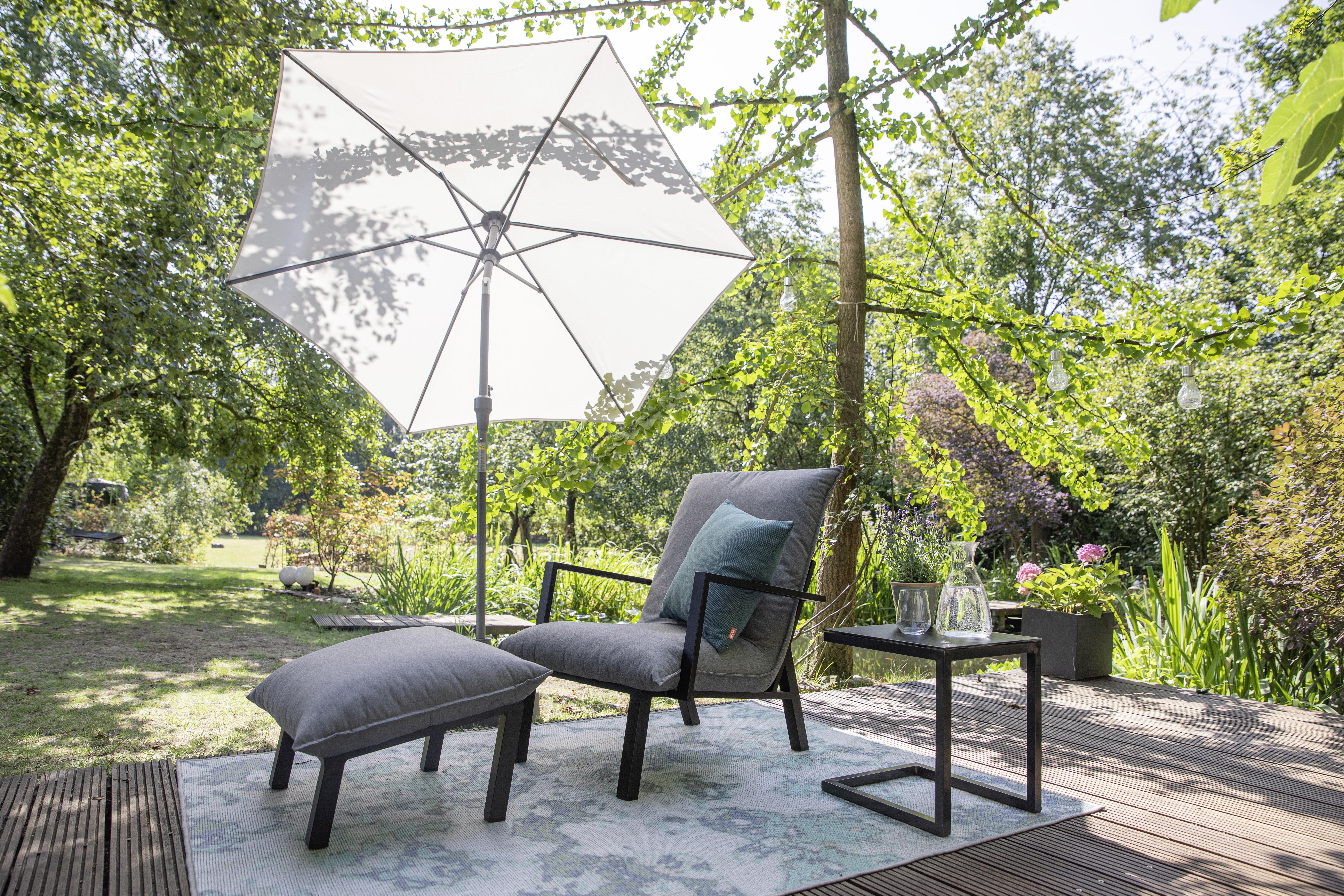 Sonnenschirm Ø 250 H: 232 cm Anthrazit/Grau - Anthrazit/Grau, KONVENTIONELL, Textil/Metall (250/250cm) - Siena Garden