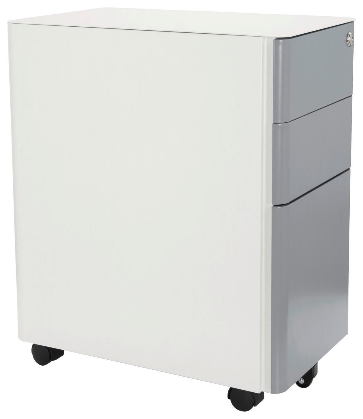 Rollcontainer Metall Grau/weiß Color I 30x59x50 Cm - Weiß/Grau, MODERN, Kunststoff/Metall (30/59/50cm) - MID.YOU