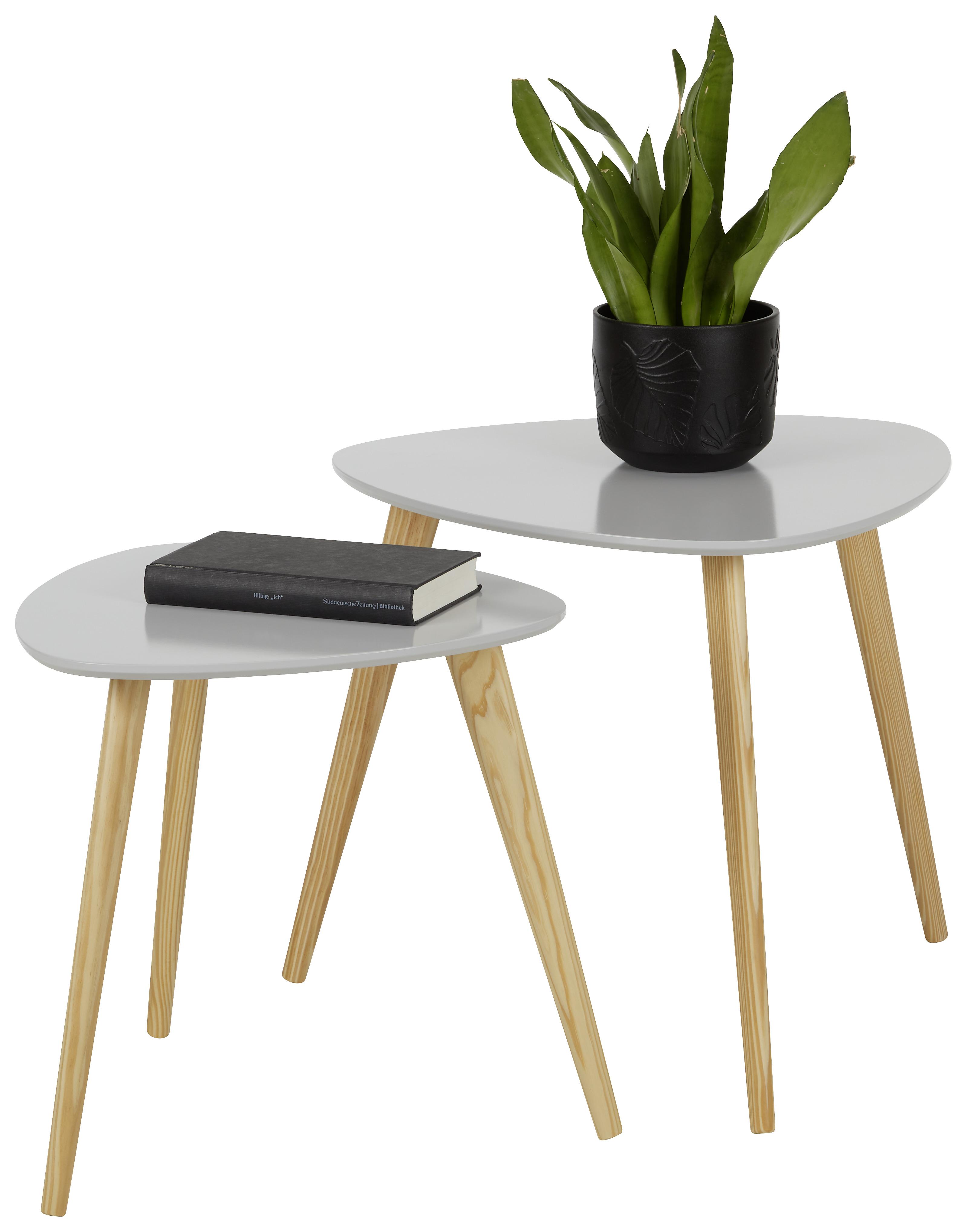 SADA PRÍRUČNÝCH STOLÍKOV CHRIS -SB- - prírodná farba/svetlosivá, Modern, drevo/kompozitné drevo (40-48/40-45/40-48cm) - Mömax