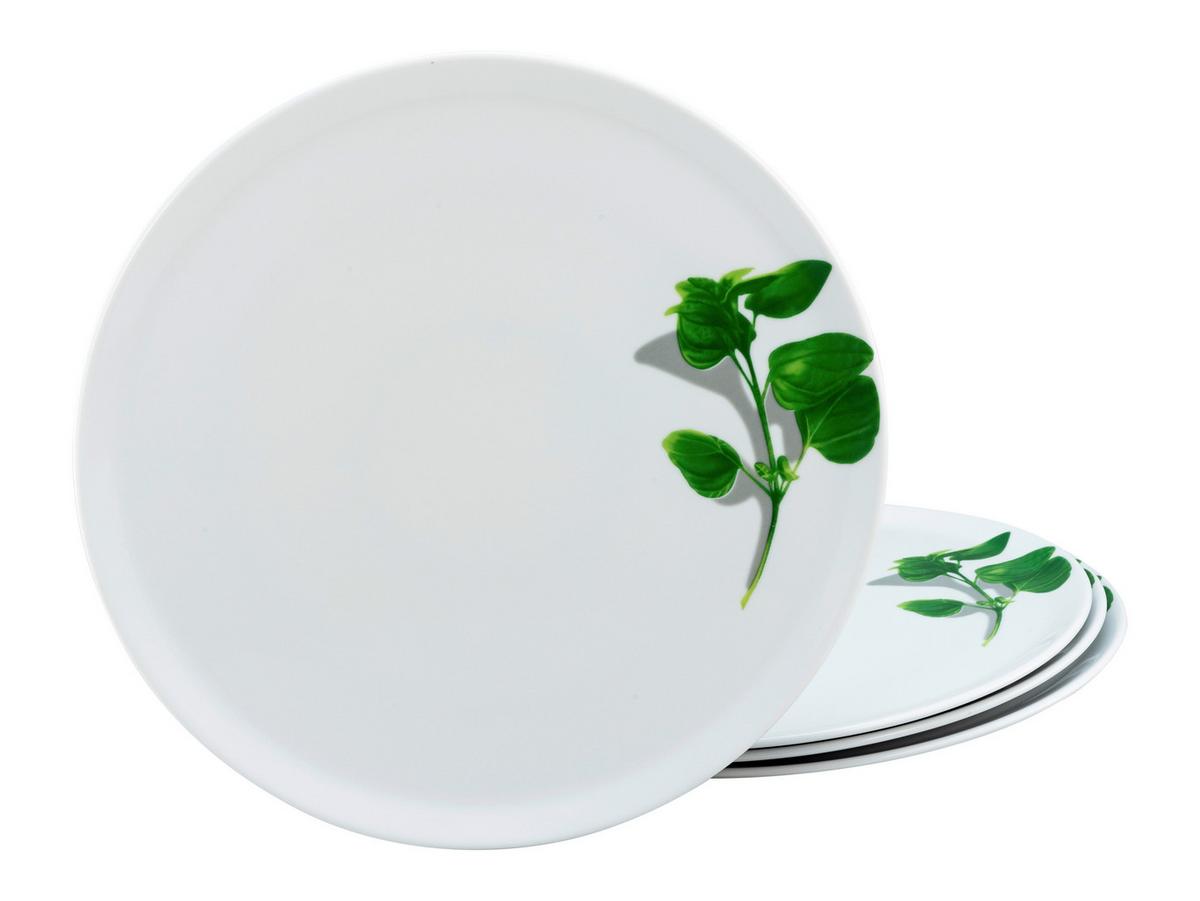 Pizzatellerset Keramik 4-teilig Weiß ca. 33 cm - Grün, KONVENTIONELL, Keramik (33cm) - Creatable