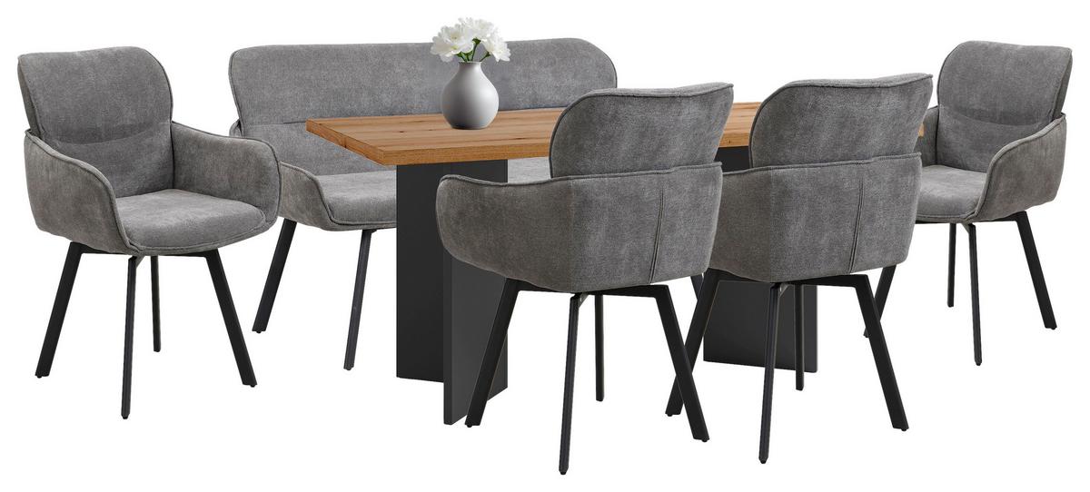 Sitzbank Rico - Dunkelgrau/Schwarz, MODERN, Metall (160/90/62cm) - MID.YOU