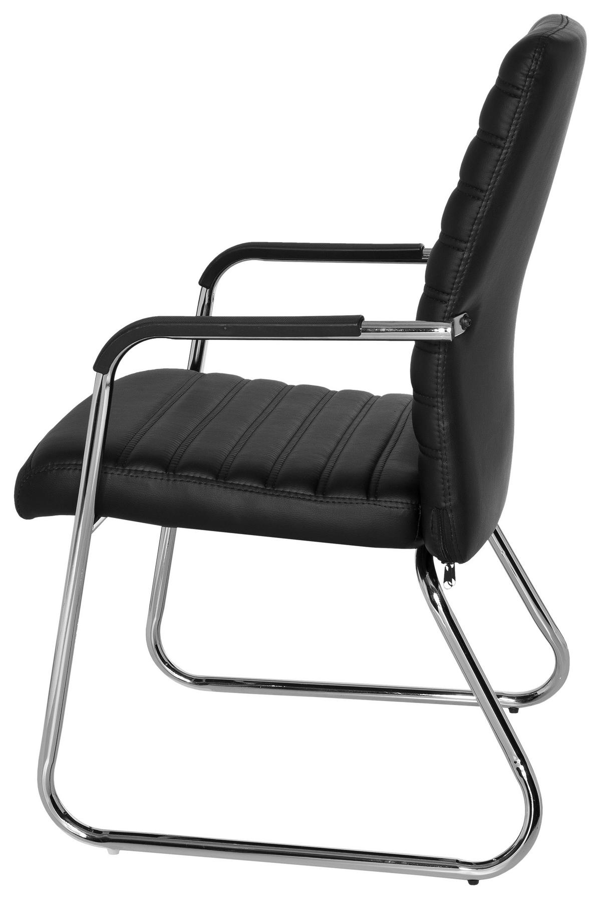 Besucherstuhl Steel V Schwarz - Chromfarben/Schwarz, MODERN, Kunststoff/Textil (55/96/46cm) - MID.YOU