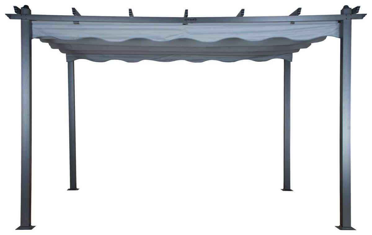 Pavillon Lazio 395x245cm Wetterfest, Gartenpavillion - Schwarz/Grau, KONVENTIONELL, Textil/Metall (395/245/295cm) - Gardenson