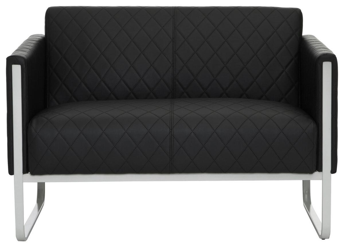 2-sitzer-sofa Aruba Mit Armlehnen, Schwarz Lederlook - Hellgrau/Schwarz, MODERN, Textil (111/78/71cm) - MID.YOU