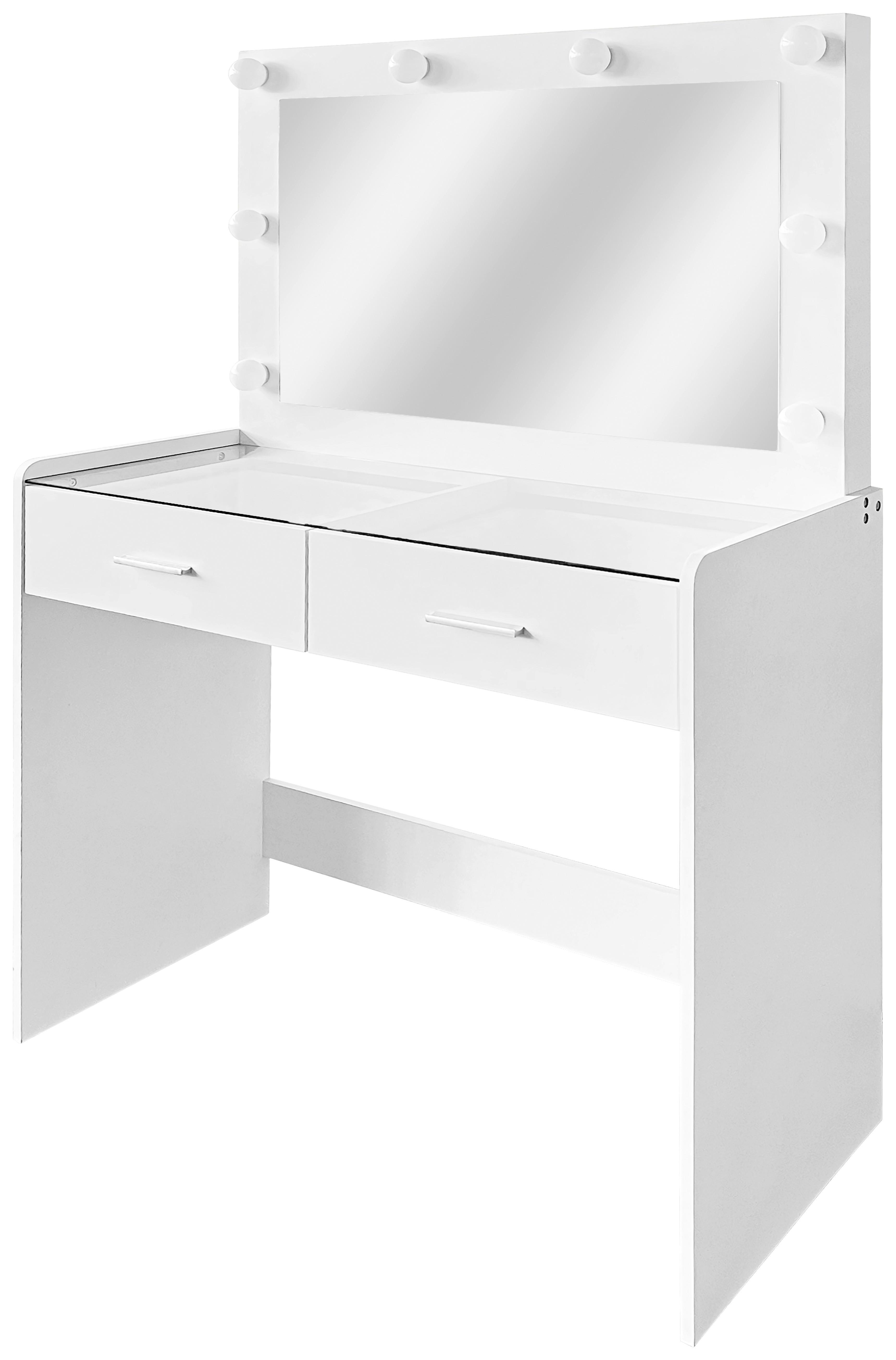 Schminktisch Mila Weiß B: 95 cm - Weiß, Trend, Glas/Holzwerkstoff (95/140/44cm)