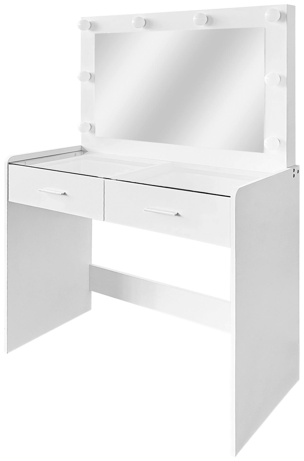 Schminktisch Mila Weiß B: 95 cm - Weiß, Trend, Glas/Holzwerkstoff (95/140/44cm)