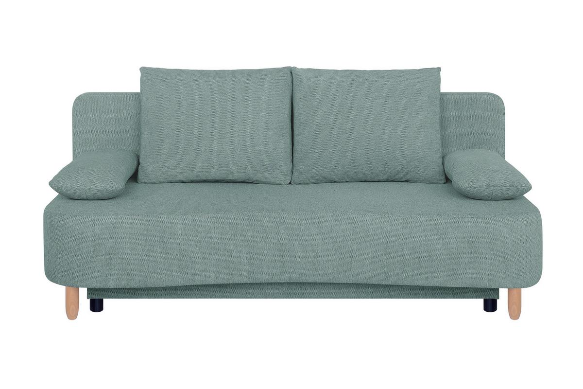 2-sitzer-sofa Lara Mit Schlaffunktion & Bettkasten - Buchefarben/Blaugrau, Design, Holzwerkstoff/Textil (193/86/85cm) - P & B