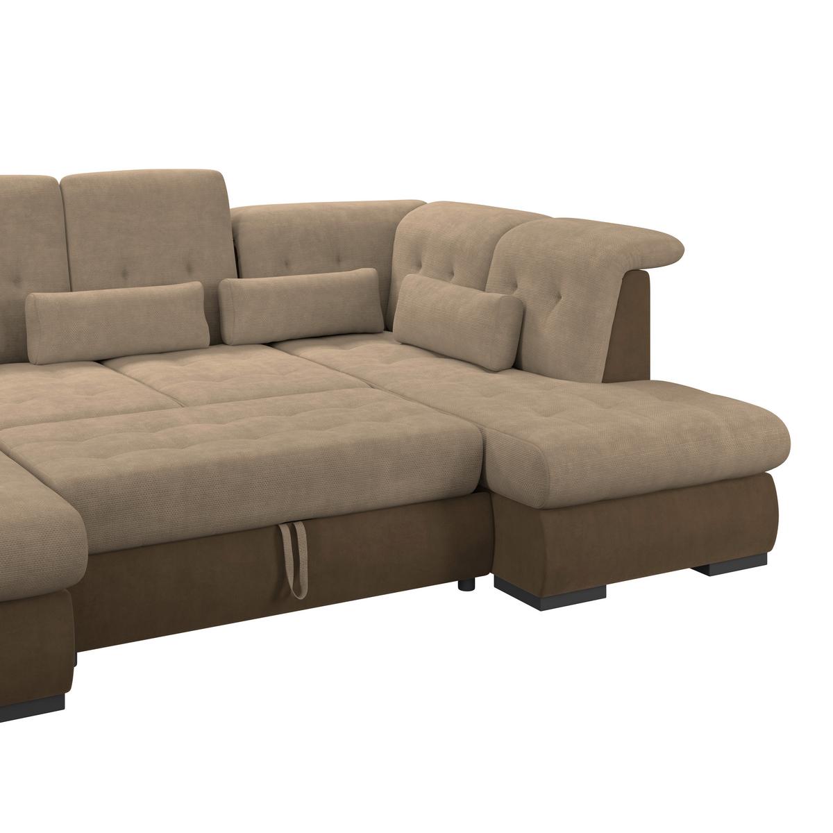 Wohnlandschaft Madera Braun, S: 358x212 cm - Hellbraun/Dunkelbraun, KONVENTIONELL, Kunststoff/Textil (190/358/212cm)