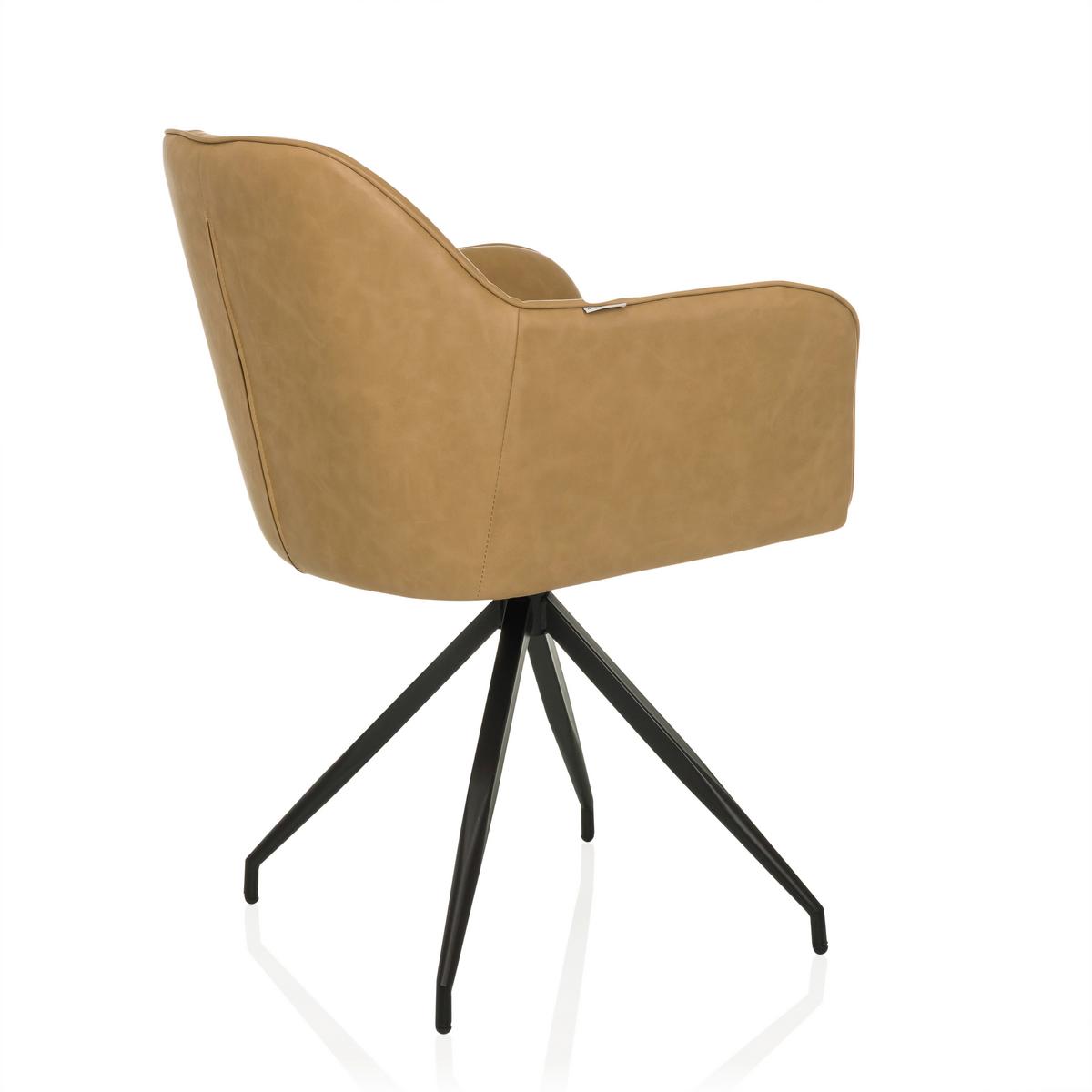 Armlehnstuhl Elverum Cognac B: 61 Cm - Cognac/Schwarz, MODERN, Leder/Metall (61/90/56cm) - MID.YOU