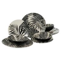 Kombiservice Keramik 4 Personen Geschirr Set - Schwarz/Weiß, Basics, Keramik - Creatable