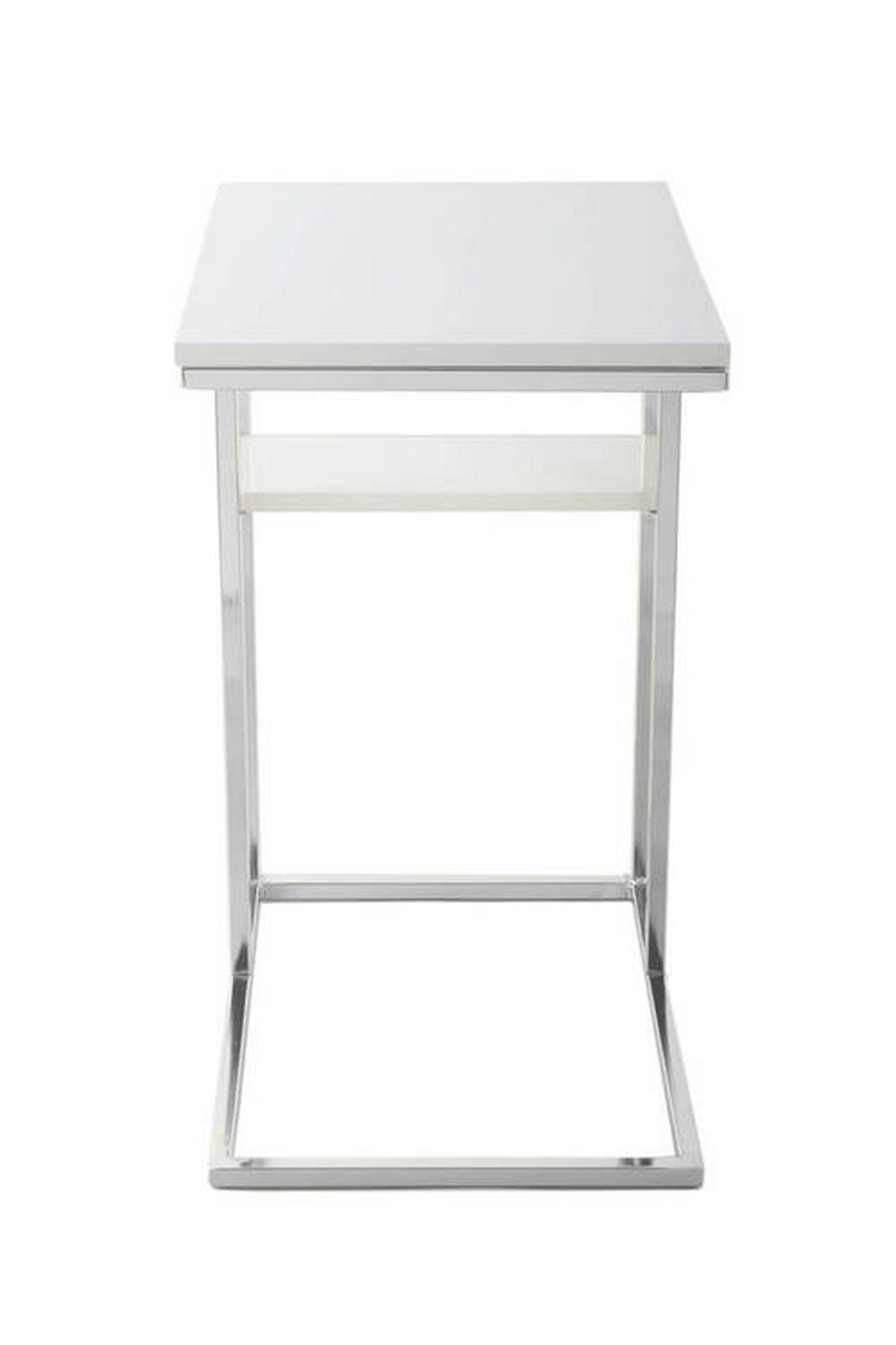 Beistelltisch mit Ablagefach Lucilla, Weiß/Silber - Silberfarben/Weiß, MODERN, Metall (48/35/62cm) - Kayoom