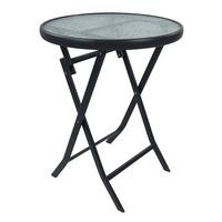 Gartentisch Sonlas L Anthrazit D: 55 cm - Anthrazit, MODERN, Glas/Metall (55/70cm) - Gardenson