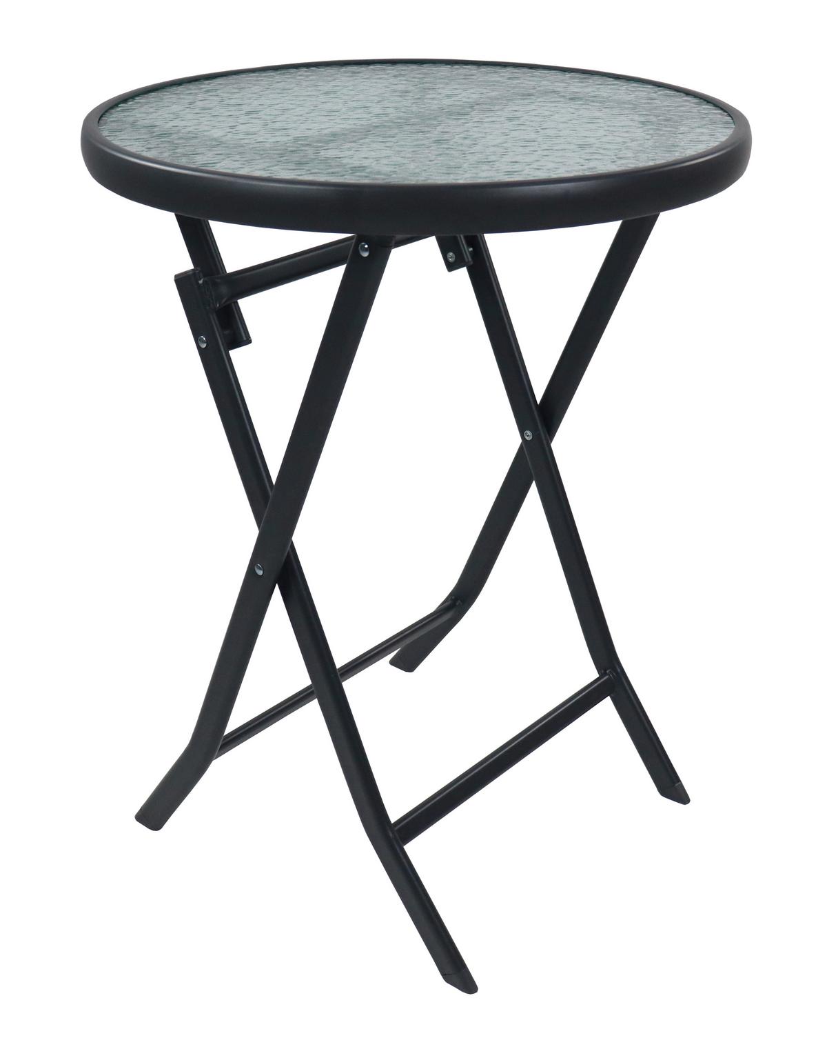 Gartentisch Sonlas L Anthrazit D: 55 cm - Anthrazit, MODERN, Glas/Metall (55/70cm) - Gardenson