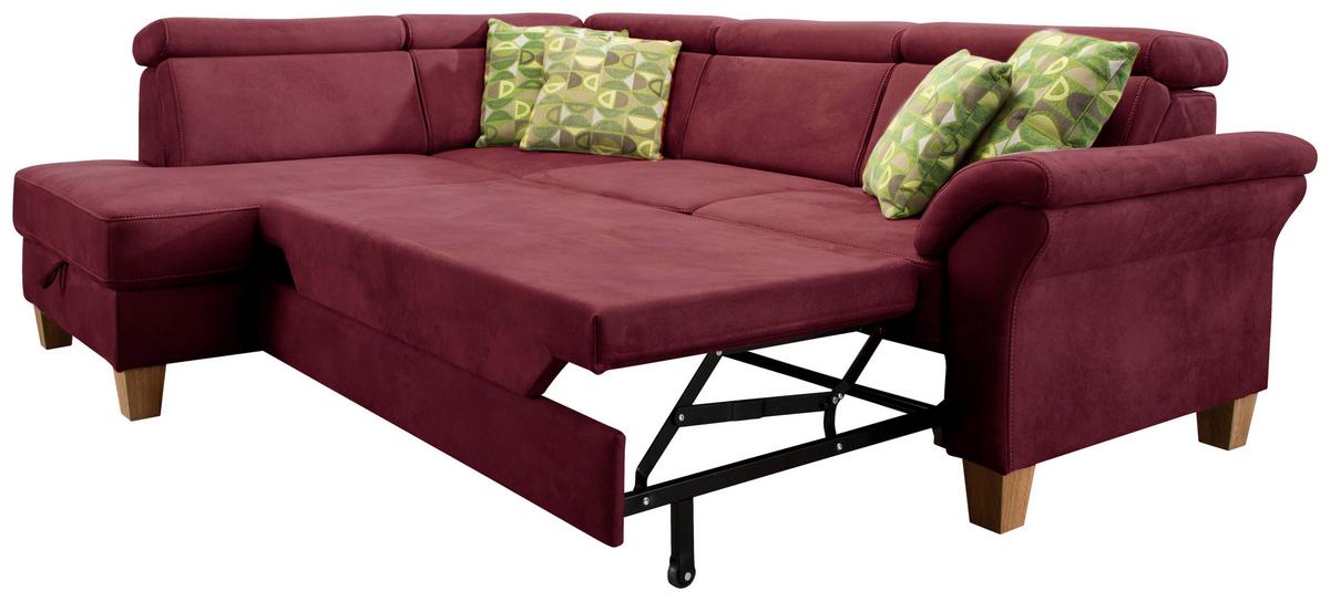 Ecksofa Arngast bordeaux mit Bettkasten, 194x245 cm - Eichefarben/Bordeaux, KONVENTIONELL, Textil (194/245cm) - Sit & More