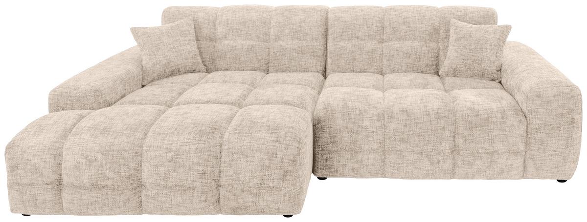 Ecksofa Bosco, Creme S: 152x301 cm - Creme/Schwarz, MODERN, Textil (152/301cm) - Livetastic