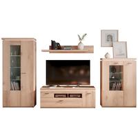 Wohnkombination Modern 4 -Teilig. mit Led Vanvouver, Eiche Dekor - Eichefarben, MODERN, Glas/Holzwerkstoff (342/198/44cm)