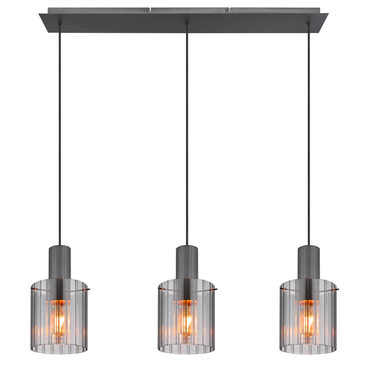 Függőlámpa 15904-3h - sötétszürke, Design, Üveg/fém (98/18/120cm) - Globo