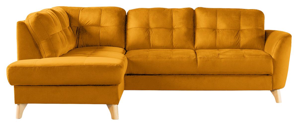 Ecksofa Nordic, Gelb S: 190x236 cm - Gelb/Buchefarben, Design, Textil (190/236cm) - Livetastic