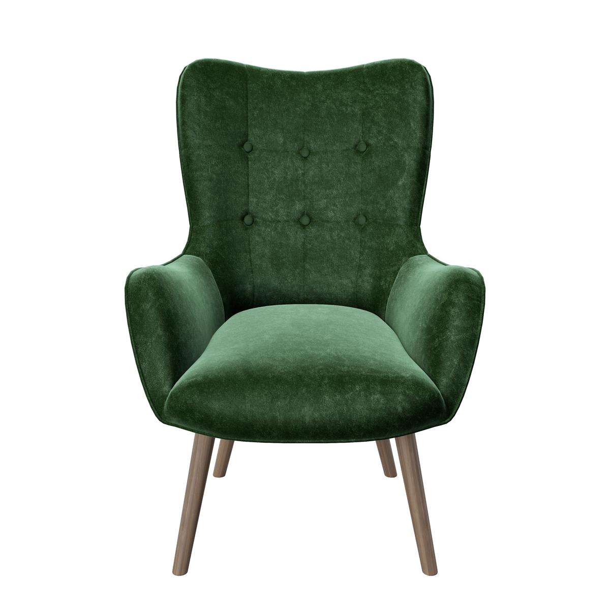 Ohrensessel Mit Armlehnen Bridget Samt Grün - Braun/Grün, KONVENTIONELL, Textil (68/99/77cm) - Playboy