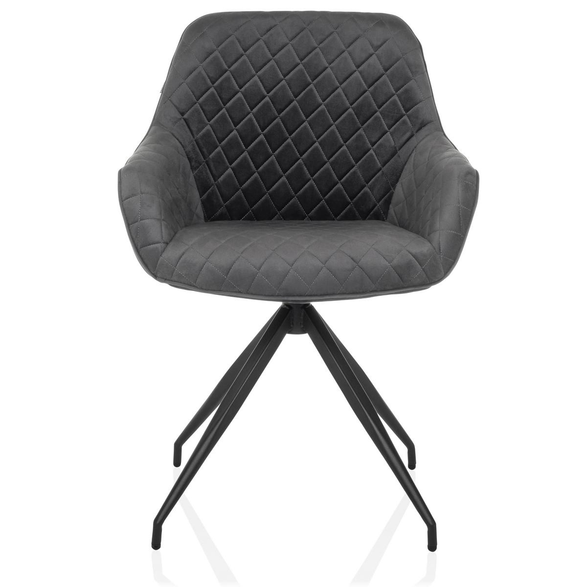 Armlehnstuhl Elverum Grau B: 58 Cm - Schwarz/Grau, MODERN, Textil/Metall (58/87/57cm) - MID.YOU