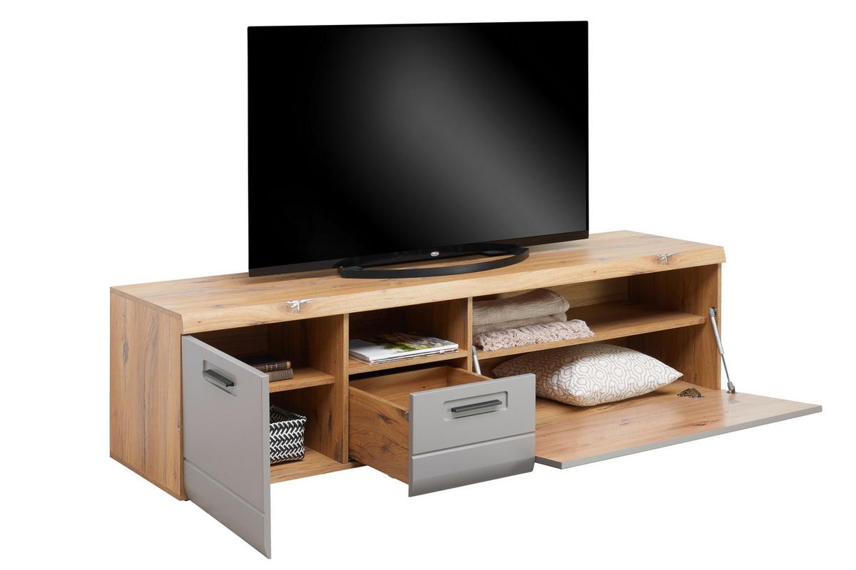 Tv-lowboard Auris B: 190 Cm Basalt / Eiche Dekor - Grau, MODERN, Holzwerkstoff (190/50/50cm) - Luca Bessoni