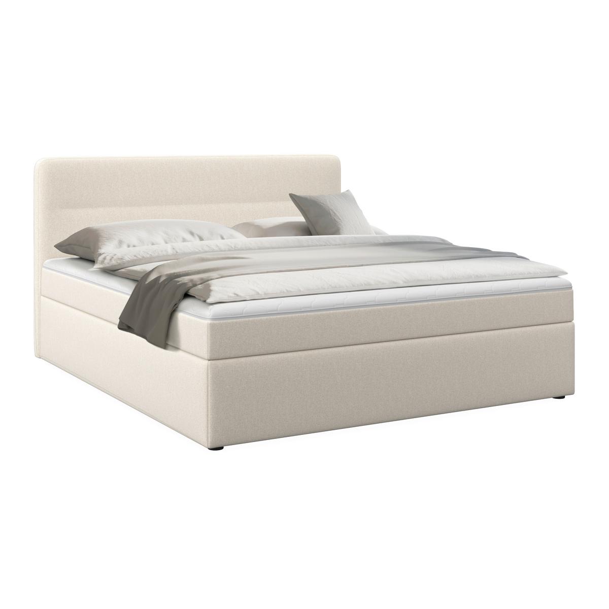 Boxspringová postel MARCO 160x200, béžová - černá/krémová, Moderní, dřevo/textil (160/200cm) - Bessagi