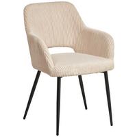 Armlehnstuhl Pina Cord Beige, B: 57 Cm - Taupe/Schwarz, KONVENTIONELL, Holz/Textil (57/83.5/63cm) - MID.YOU