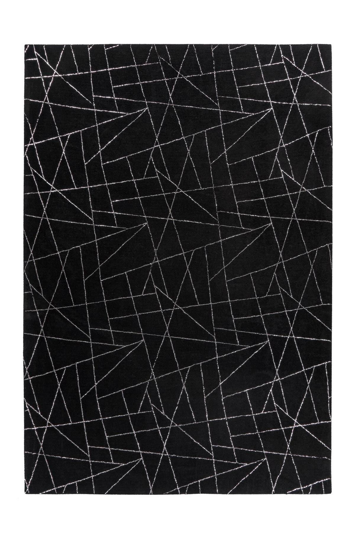 Teppich Bijou Schwarz/Silberfarben, 80x150cm - Silberfarben/Schwarz, KONVENTIONELL, Textil (80/150cm)