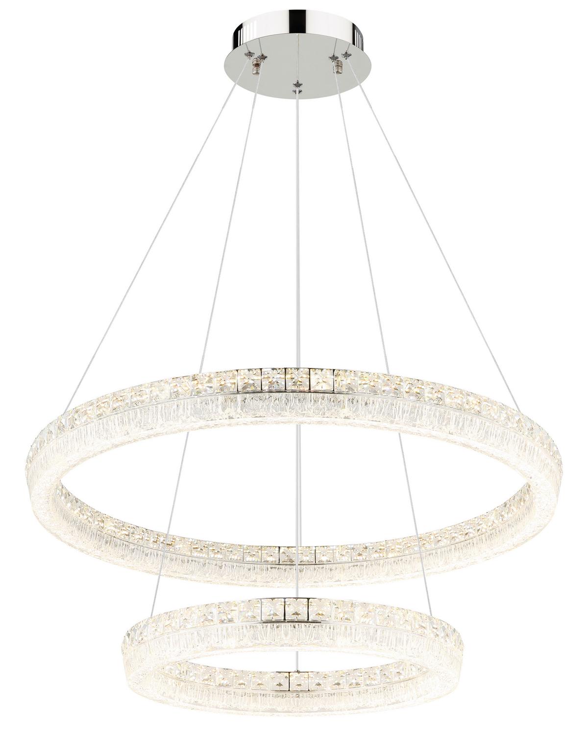 LED-Hängeleuchte Memory-Funktion - Klar/Chromfarben, Design, Glas/Kunststoff (80/120cm) - Globo