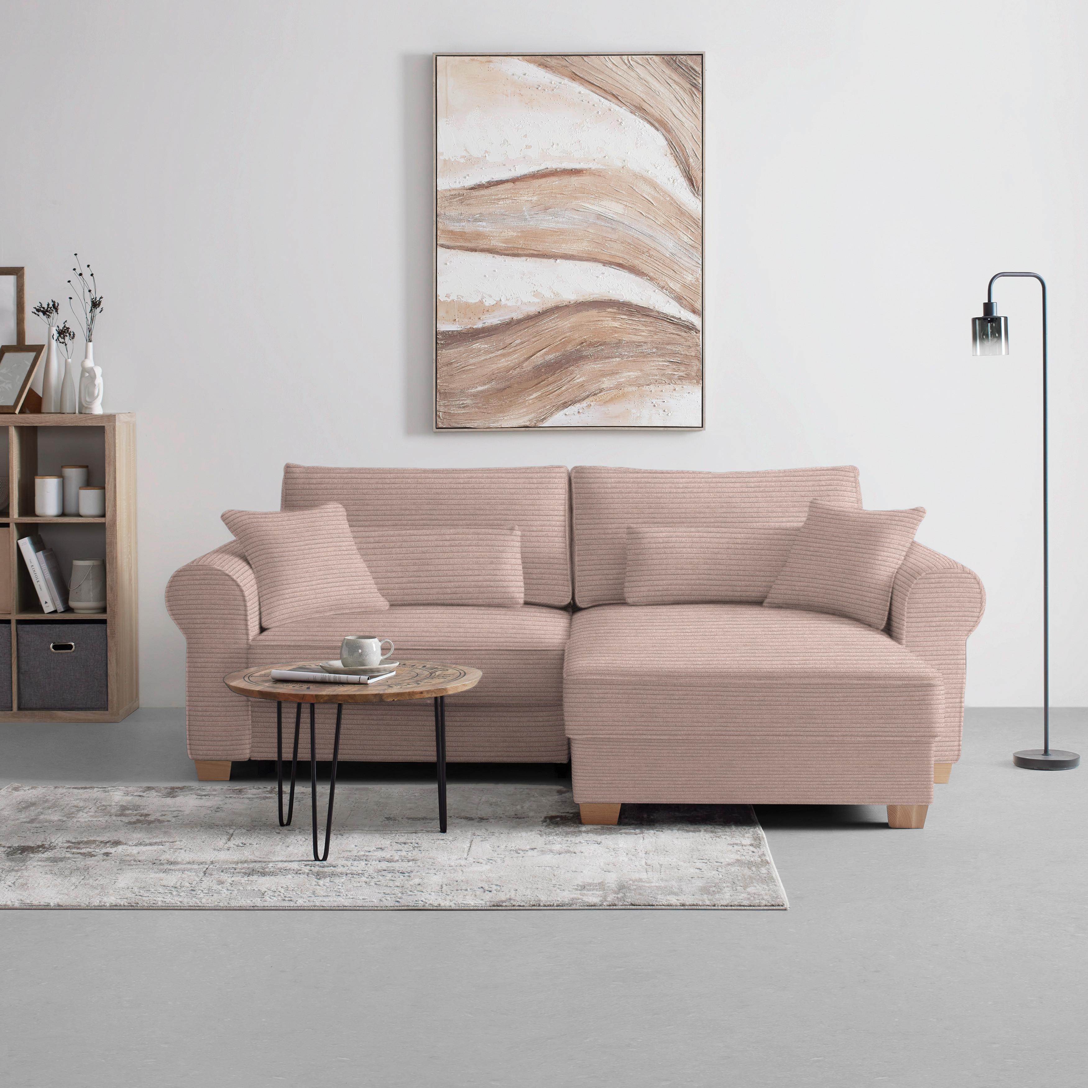 Sedací souprava ANGELO, oboustranná,růžový manšestr - růžová, Moderní, dřevo/kompozitní dřevo (255/92/185cm) - Mömax