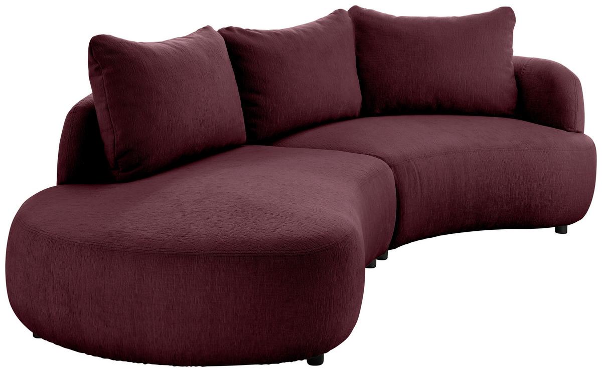 Ecksofa Doppo, Bordeaux S: 250x139 cm - Bordeaux/Schwarz, MODERN, Textil (250/139cm) - Livetastic
