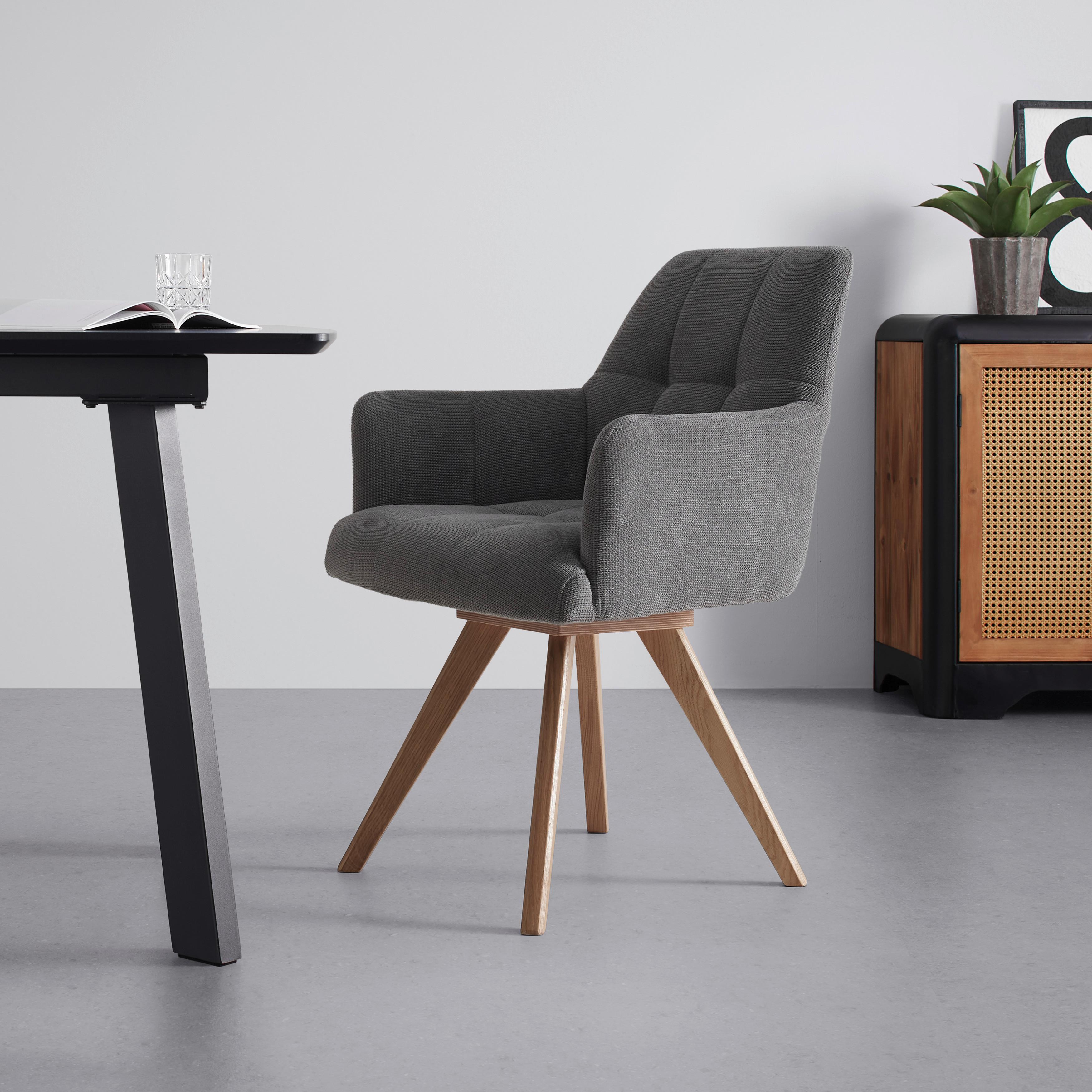 ŽIDLE S PODRUČKAMI DIONA - šedá, Moderní, dřevo/textil (57/89/66cm) - Mömax