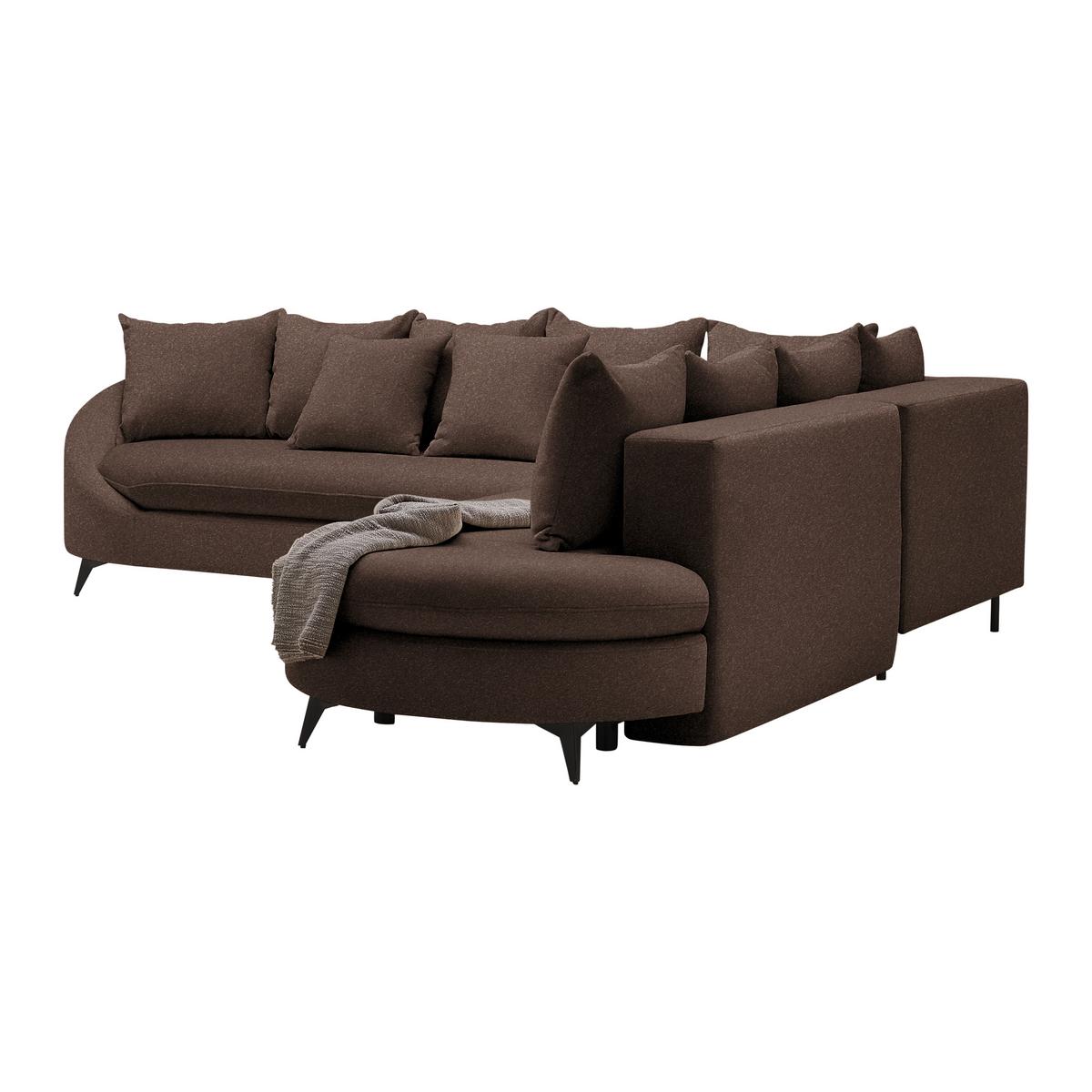 Rohová sedačka AXEL, pravá, hnědá tkanina - černá/hnědá, Moderní, kov/textil (291/250cm) - Mömax