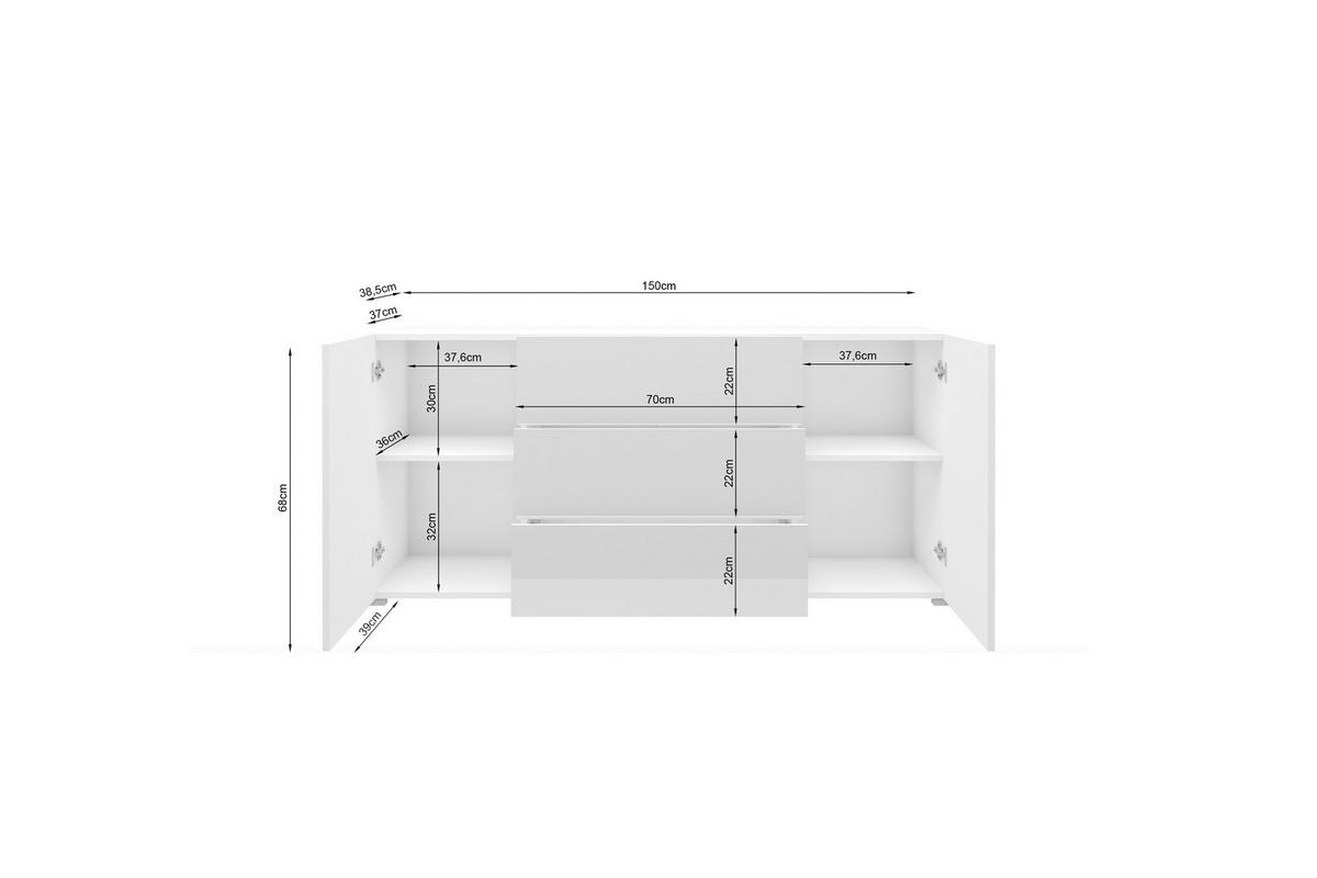 Sideboard 150cm Berlin 150 Salbeigrün/Eichefarben - Eichefarben/Salbeigrün, Design, Holzwerkstoff (150/68/38,5cm) - P & B