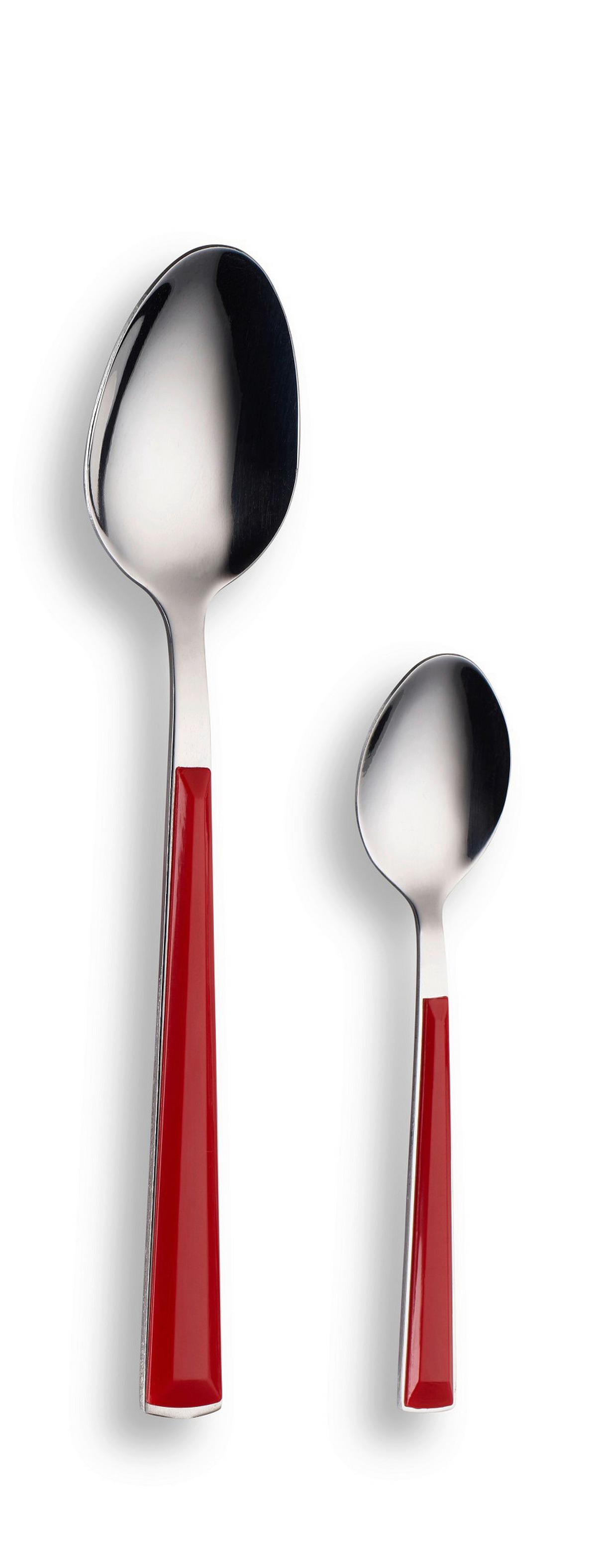 Besteckset 16-Teilig für 3 Personen - Rot/Silberfarben, Basics, Metall - Echtwerk