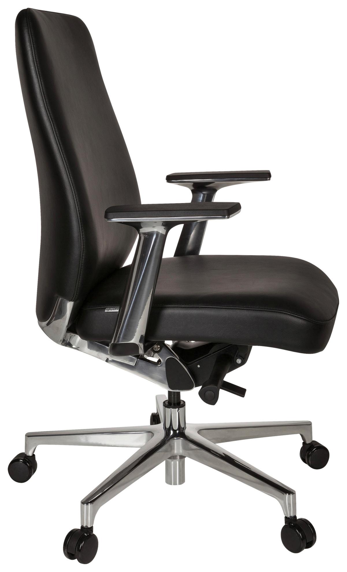 Chefsessel Vermont Schwarz Bis 120 Kg - Silberfarben/Schwarz, Basics, Leder/Kunststoff (67/110/60cm) - MID.YOU