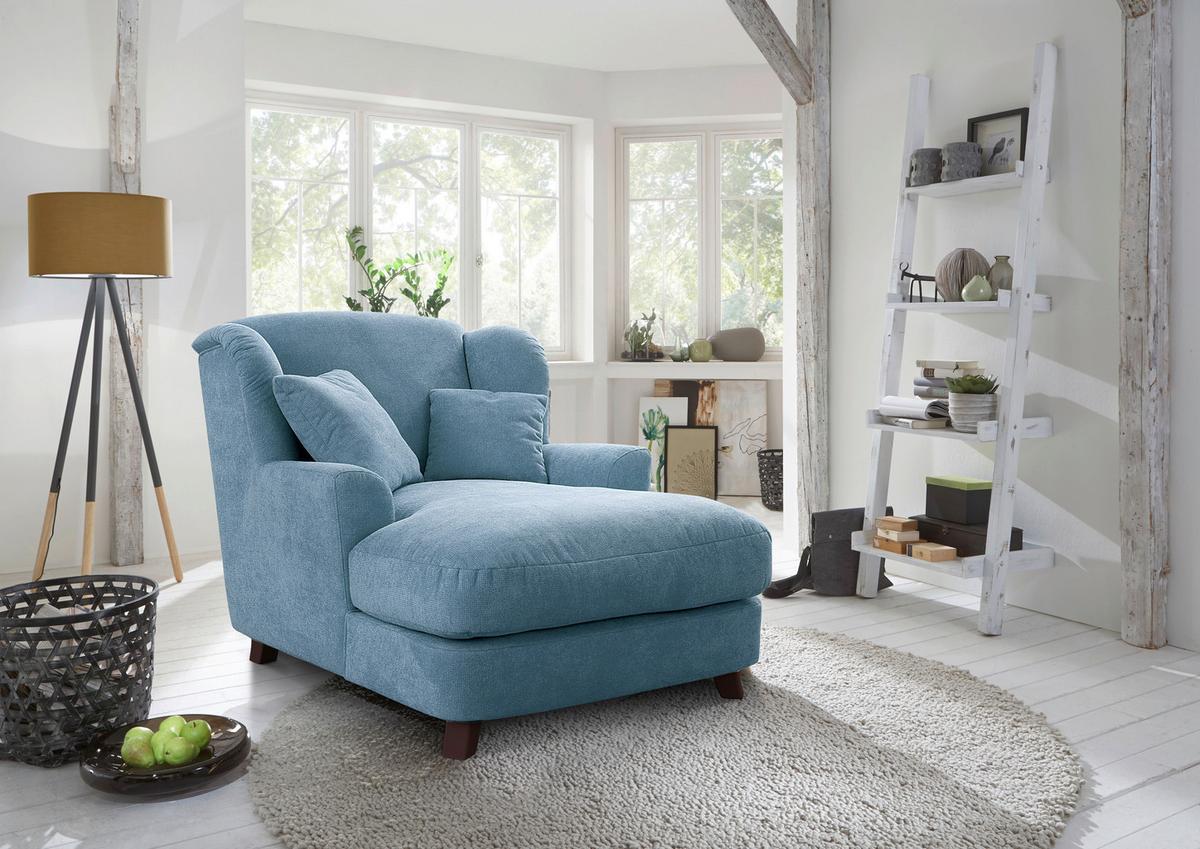 XXXL-Sessel Asado hellblau teilmassiv, B: 109 cm - Dunkelbraun/Hellblau, MODERN, Holzwerkstoff/Textil (109/104/145cm) - Sit & More