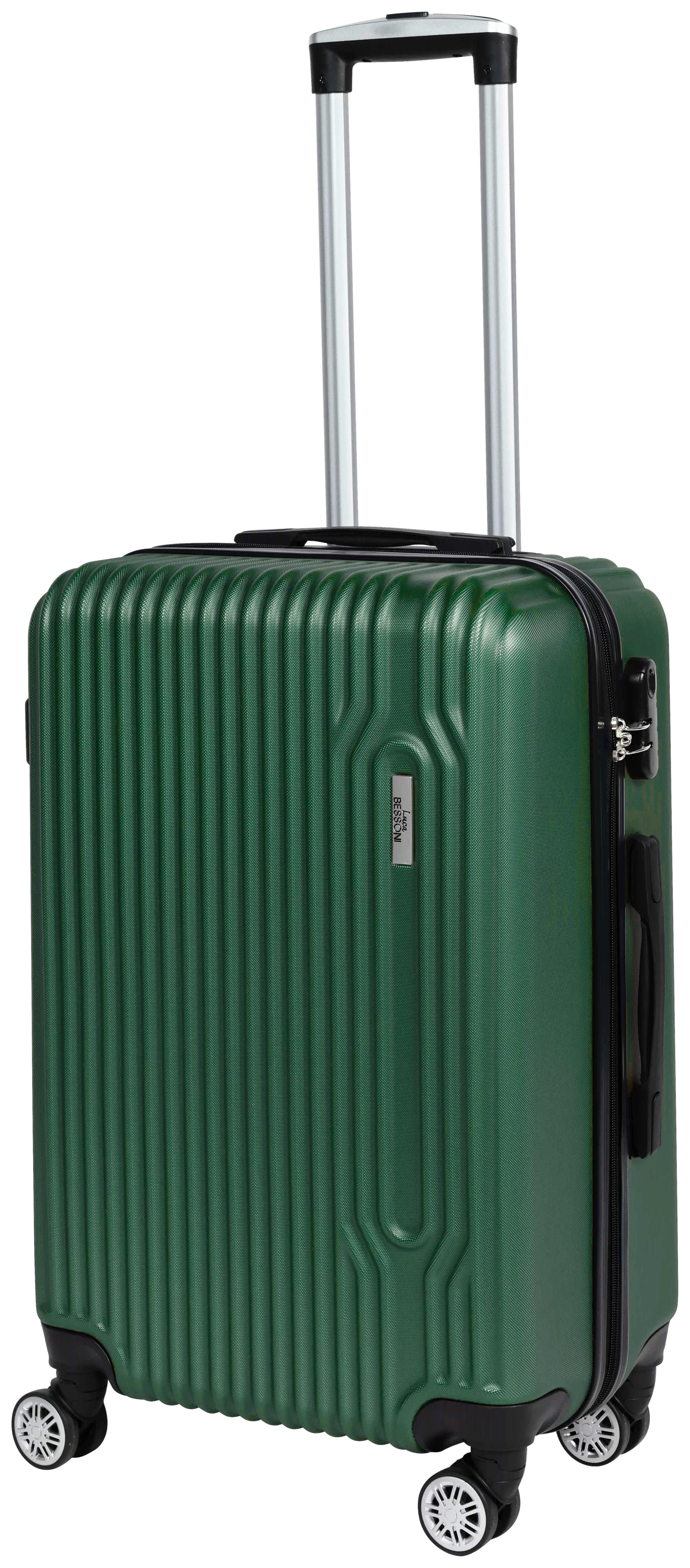 Reisekoffer Palermo 4 Rollen Hartschale, Größe L - Dunkelgrün, Design, Kunststoff/Textil (49/30/75cm) - Luca Bessoni