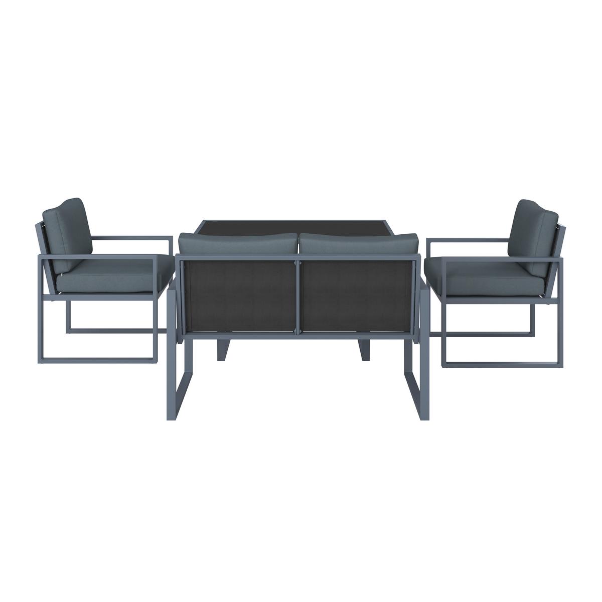 Loungegarnitur Prag - Dunkelgrau/Schwarz, MODERN, Glas/Textil - Beldano